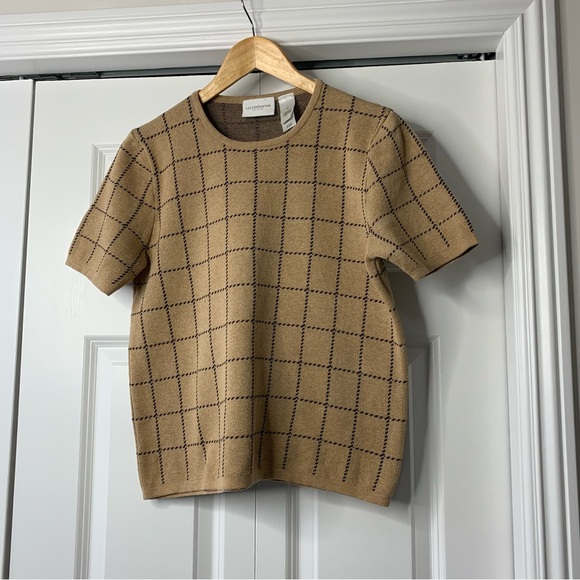 Liz Claiborne Sweaters - Liz Claiborne Vintage Tan andBlack Window Pain Pattern Sweater Women’s Size USM